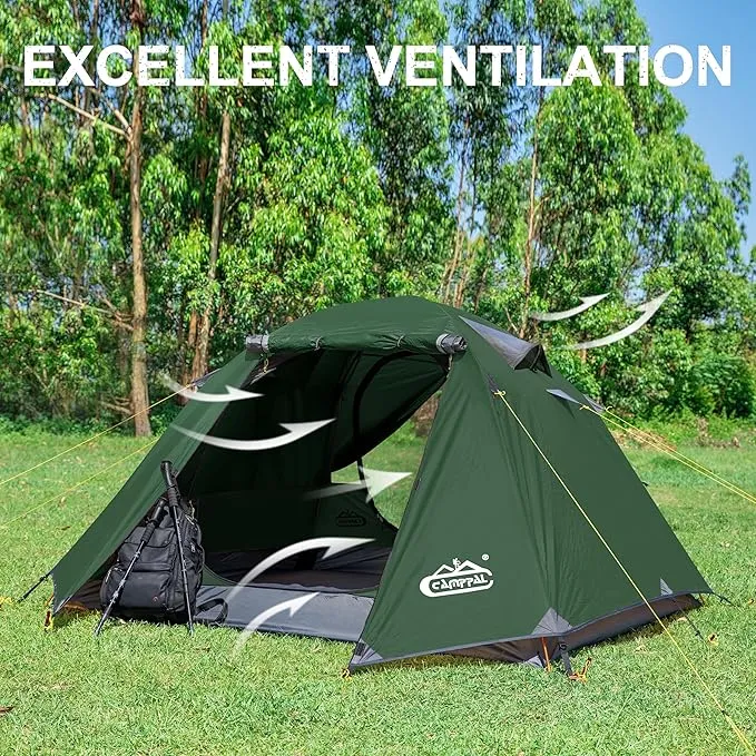 2-3 Person Tent Backpacking Tent, Waterproof Windproof 4 Season Tent for Camping, Easy Setup Two Person Tent for Backpacking, Hiking, Hunting, Motor Cycling & Biking