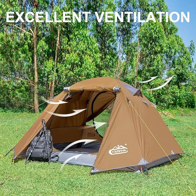 2-3 Person Tent Backpacking Tent, Waterproof Windproof 4 Season Tent for Camping, Easy Setup Two Person Tent for Backpacking, Hiking, Hunting, Motor Cycling & Biking