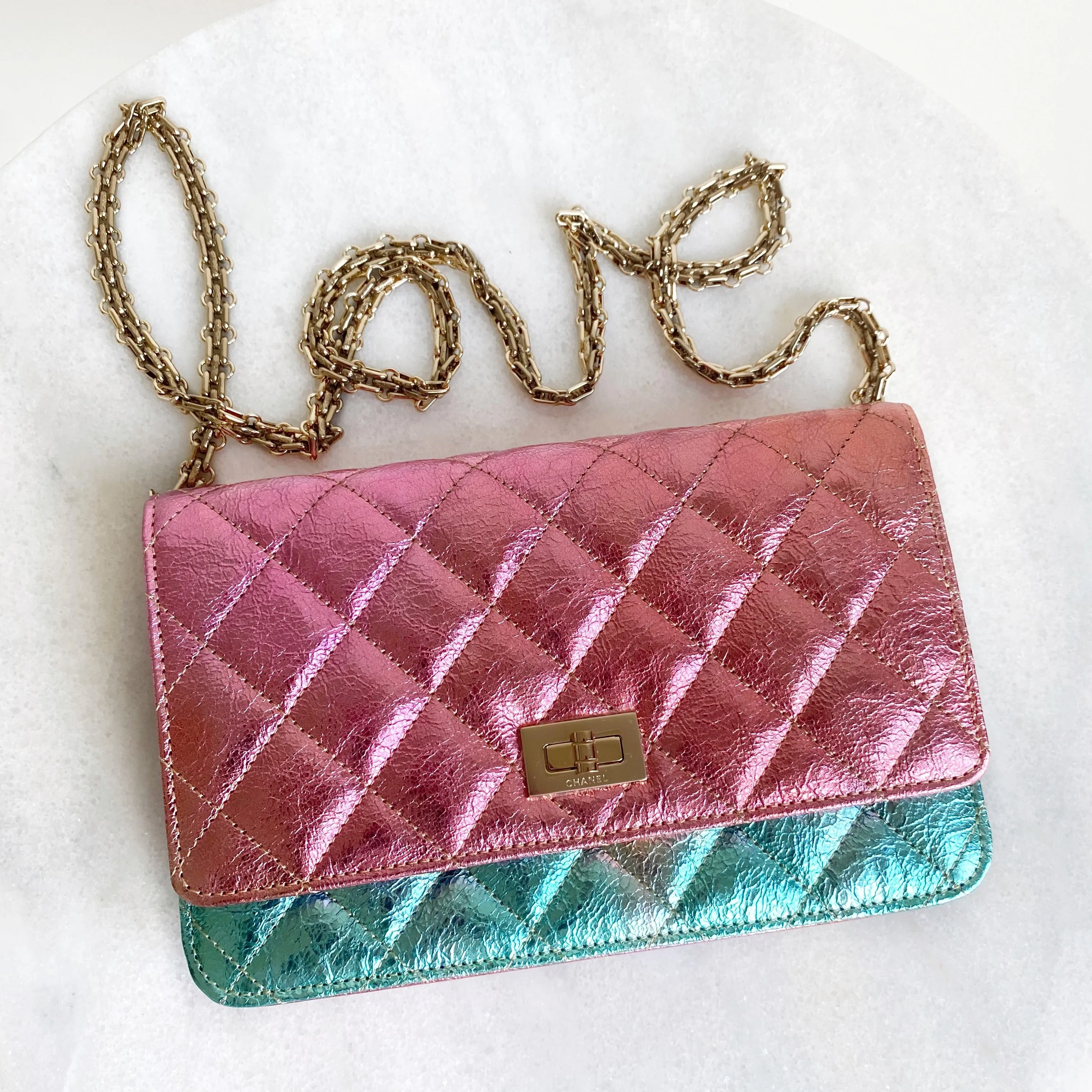 20A Rainbow Metallic 2.55 Reissue Wallet On Chain WOC