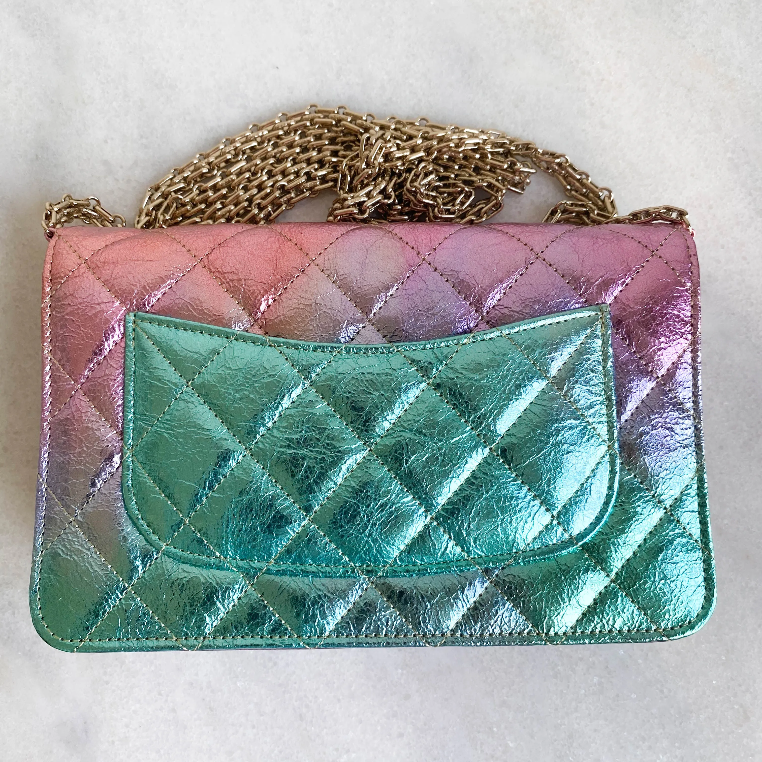 20A Rainbow Metallic 2.55 Reissue Wallet On Chain WOC