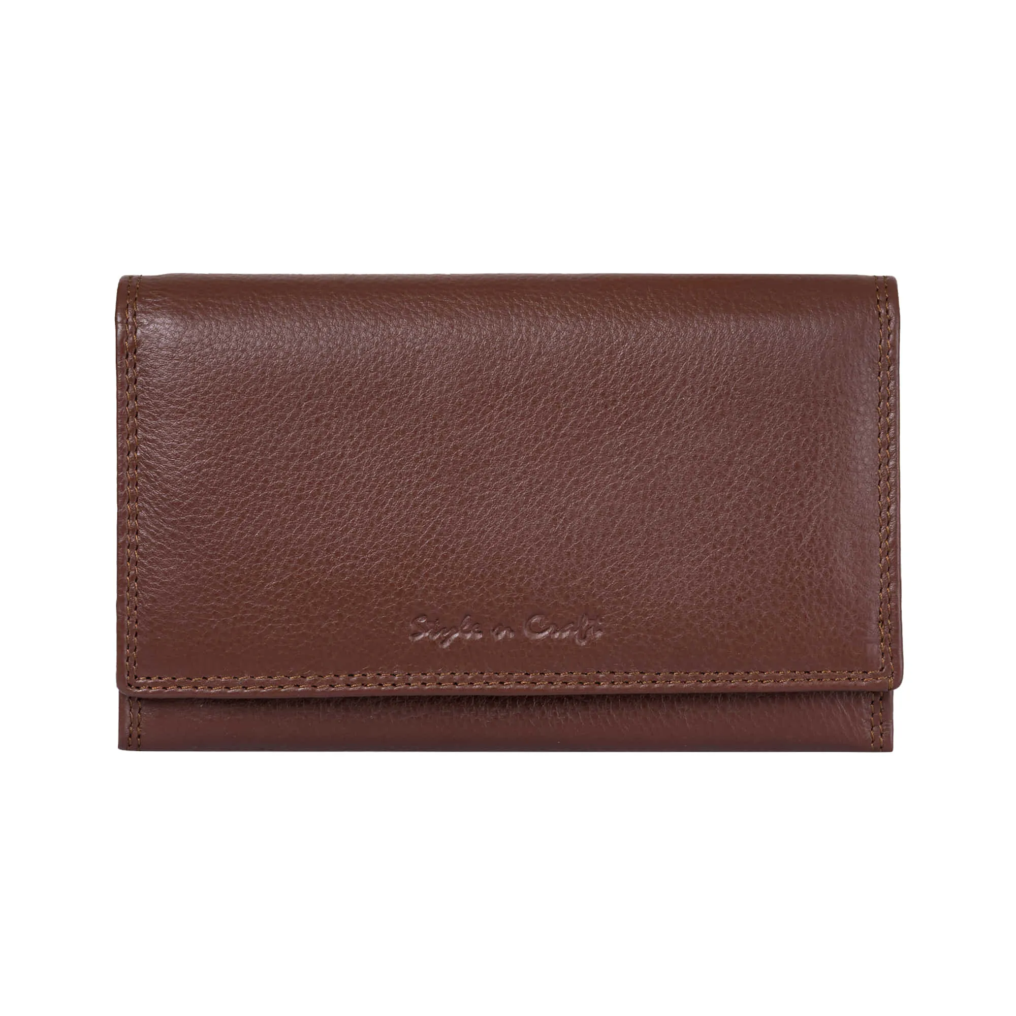 391102 Ladies Clutch Wallet in Brown Full Grain Leather | Style n Craft