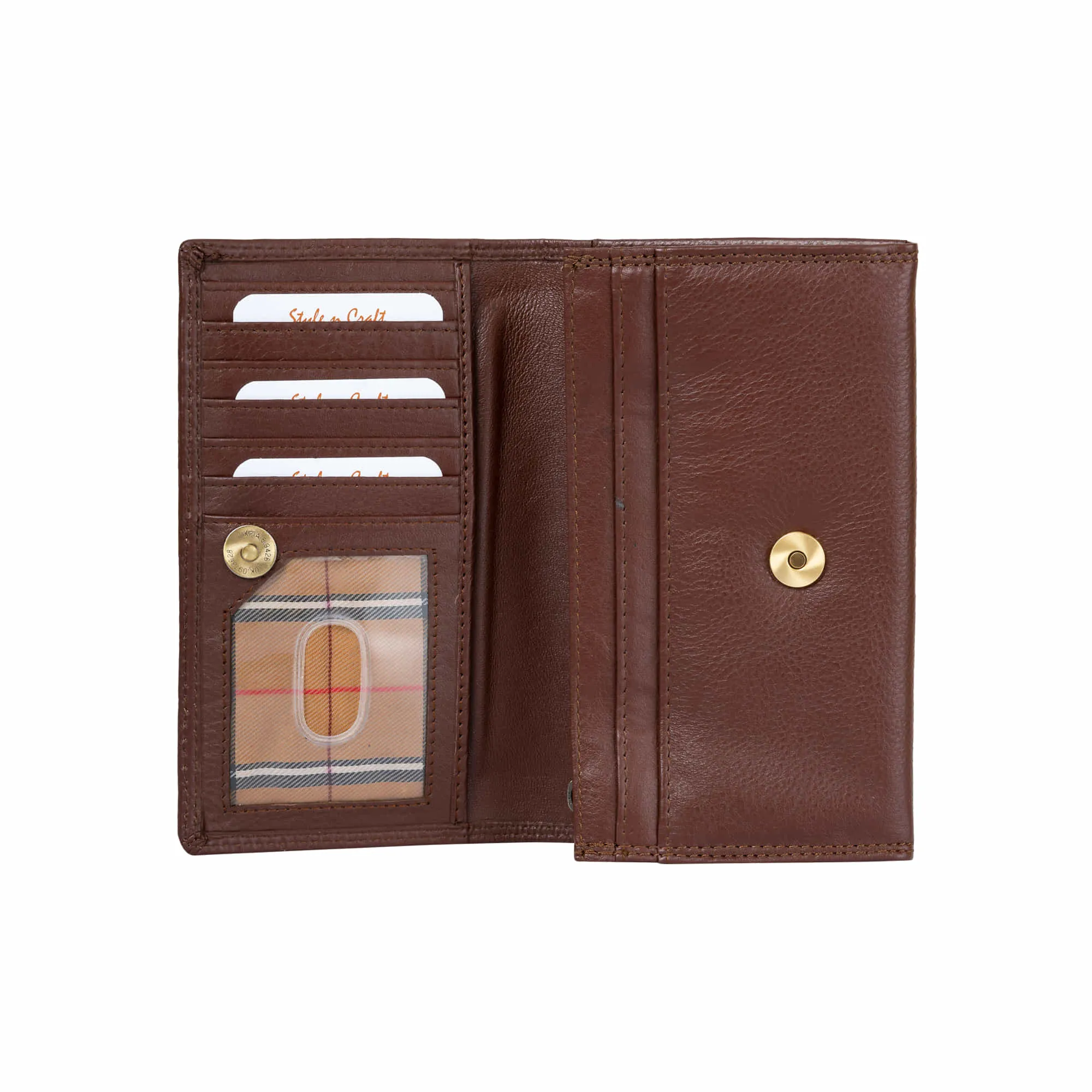391102 Ladies Clutch Wallet in Brown Full Grain Leather | Style n Craft