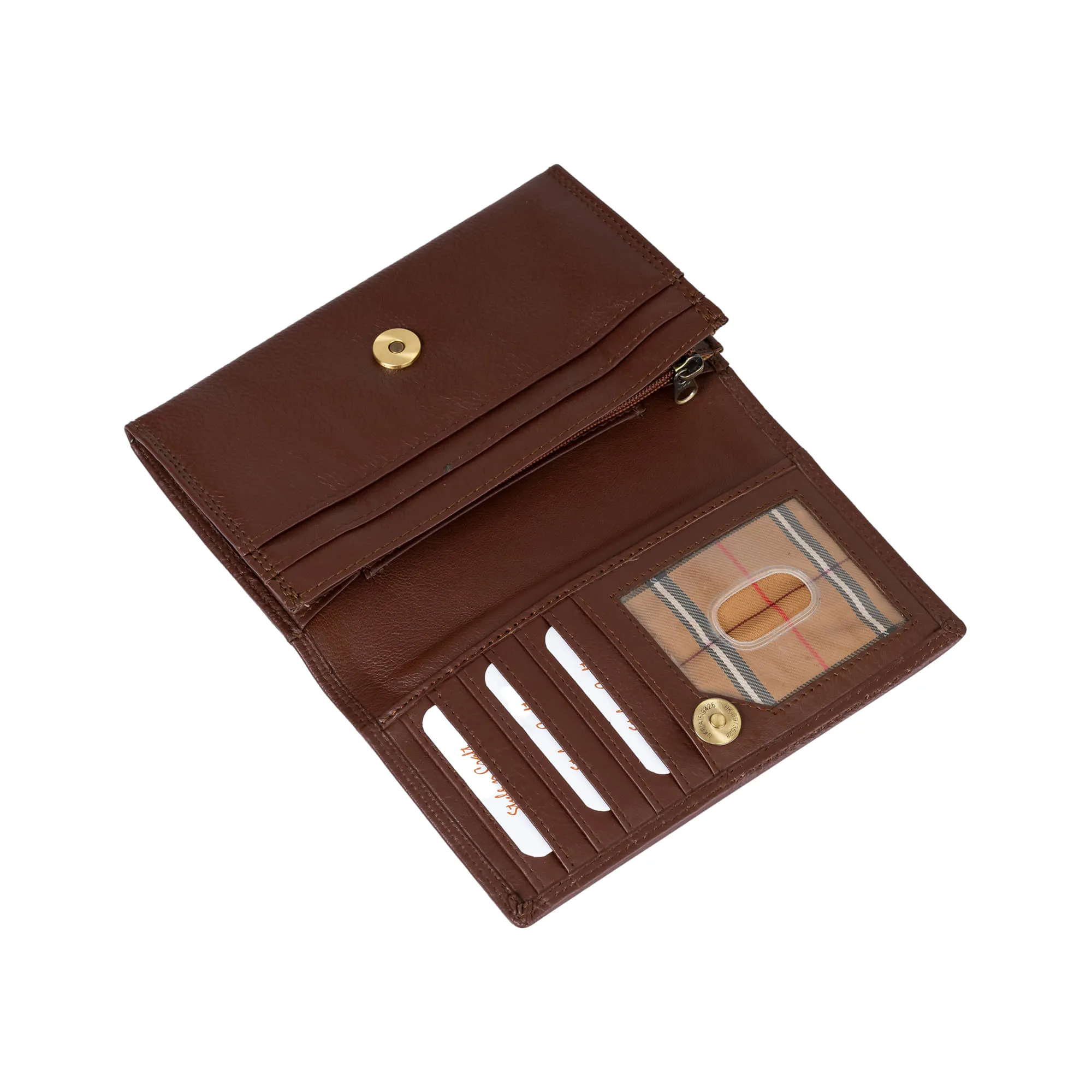 391102 Ladies Clutch Wallet in Brown Full Grain Leather | Style n Craft