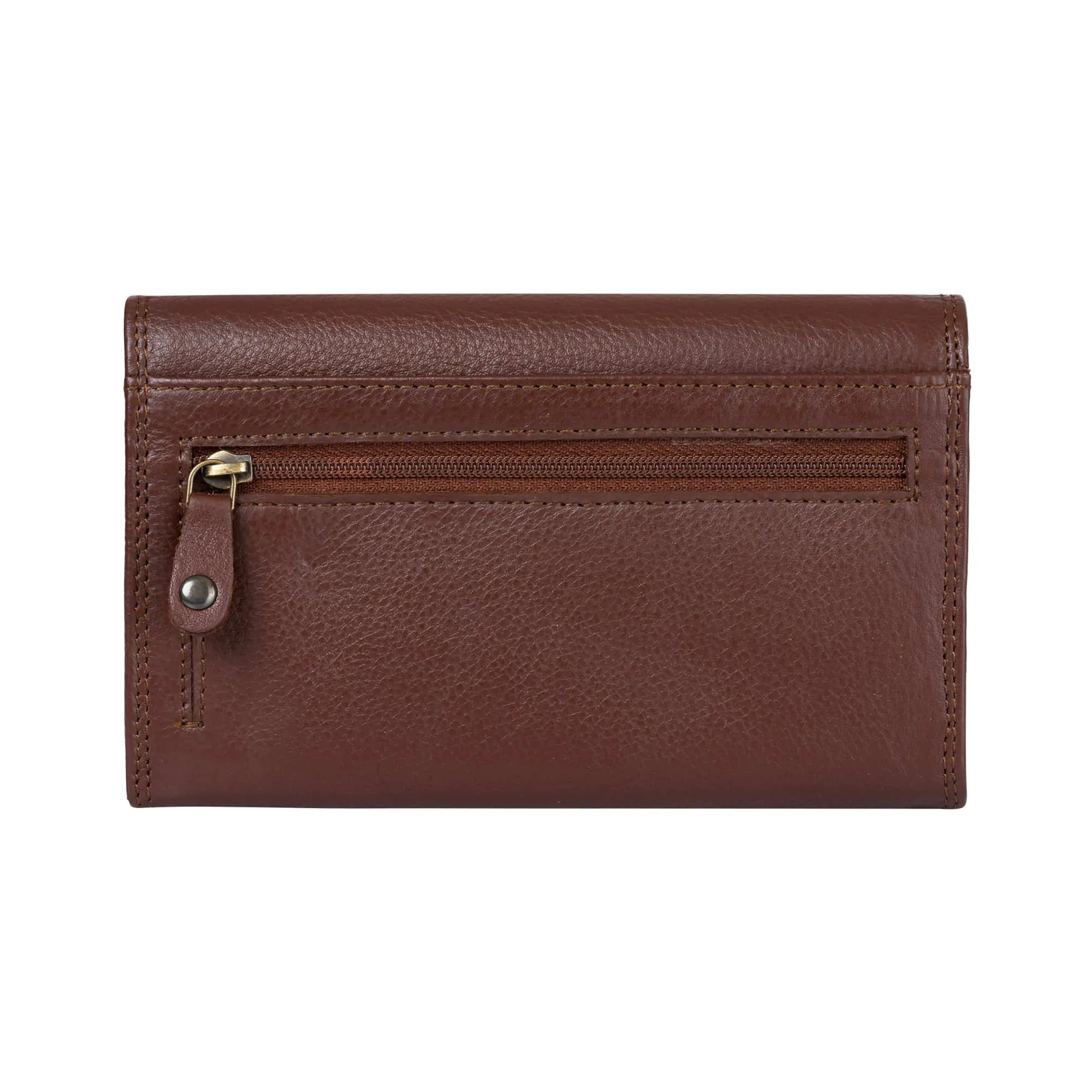 391102 Ladies Clutch Wallet in Brown Full Grain Leather | Style n Craft