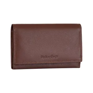 391102 Ladies Clutch Wallet in Brown Full Grain Leather | Style n Craft