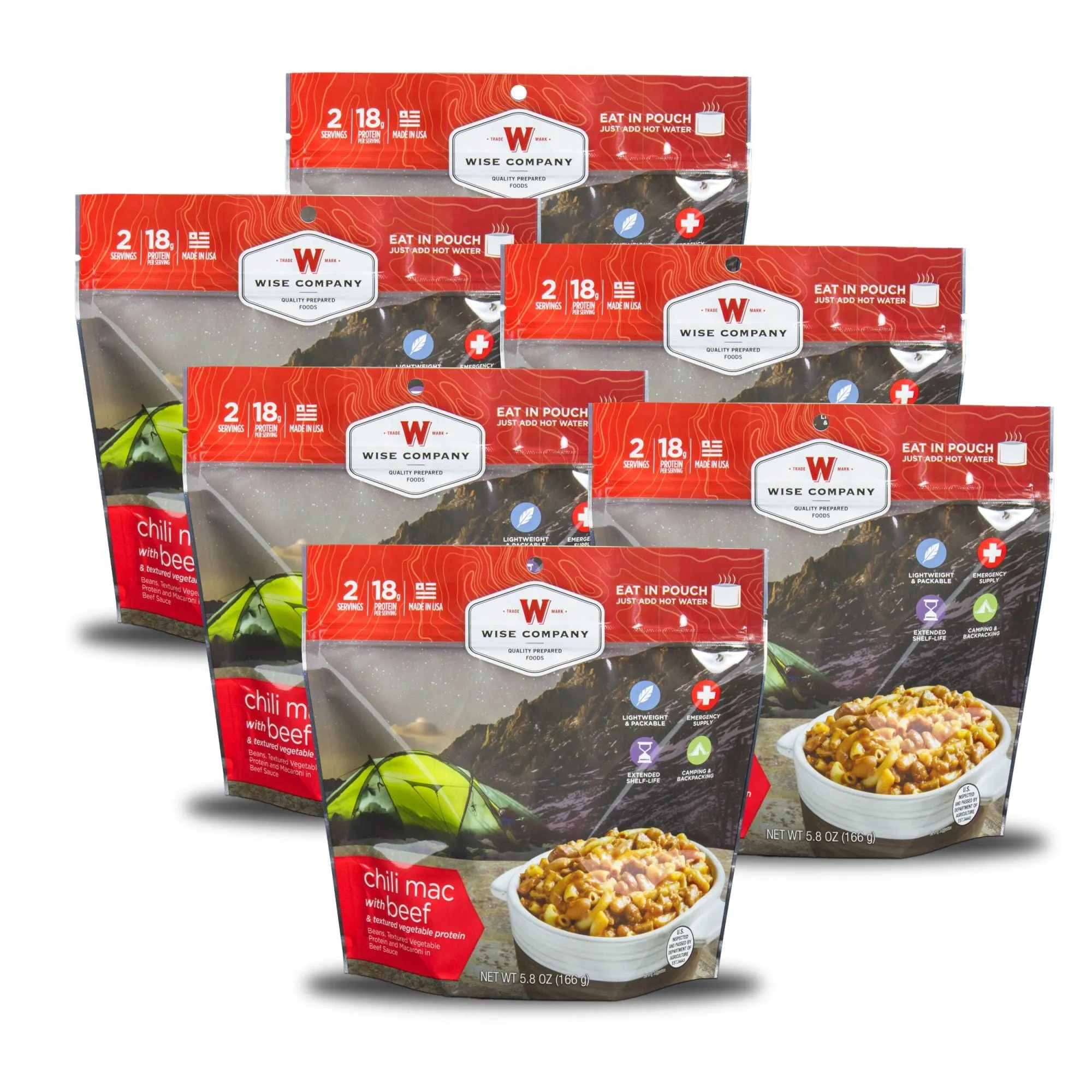 6ct Pack - Outdoor Chili Mac with Beef (2 Serving Pouch)