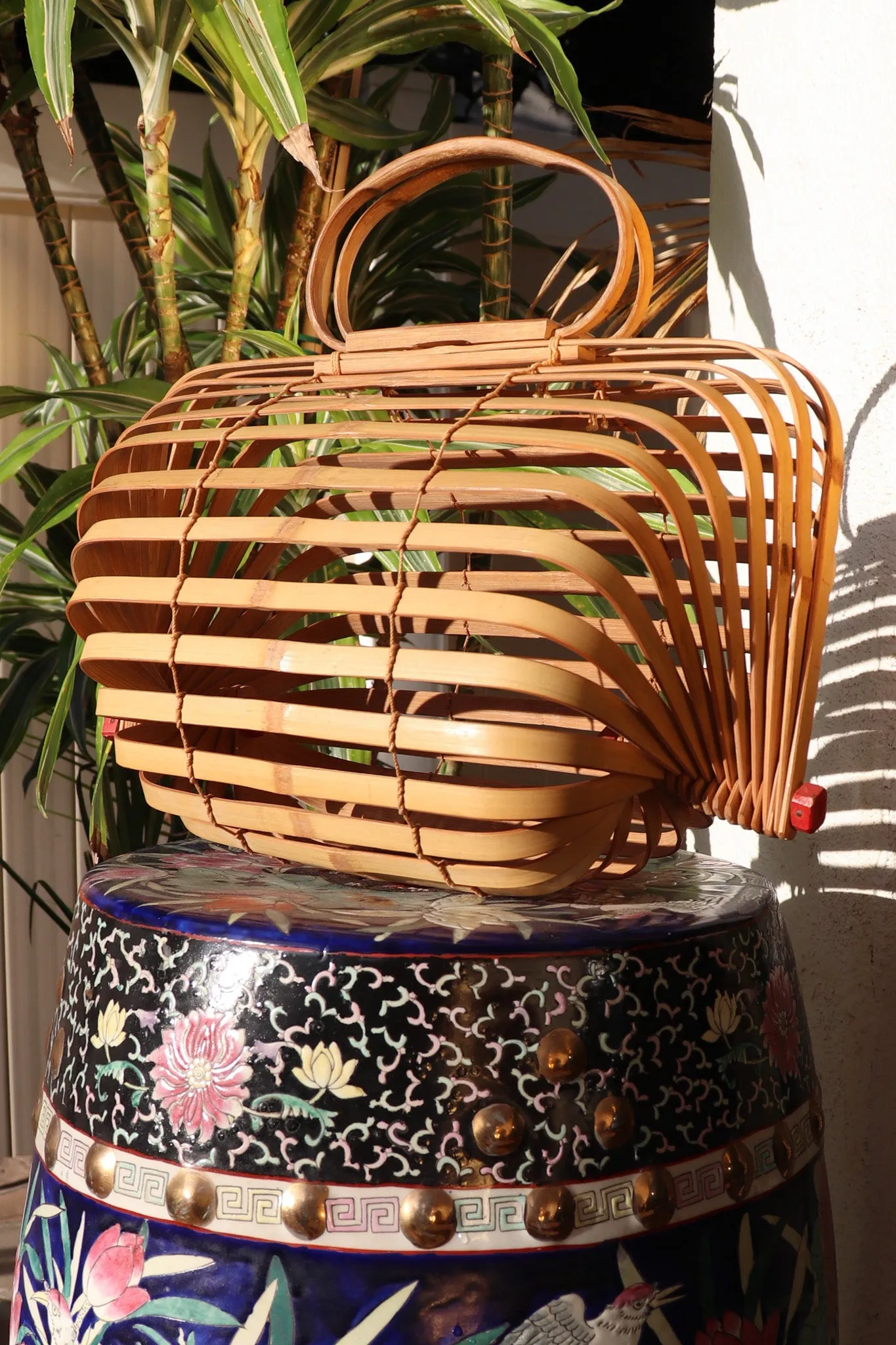 Accordion Bamboo Basket Bag