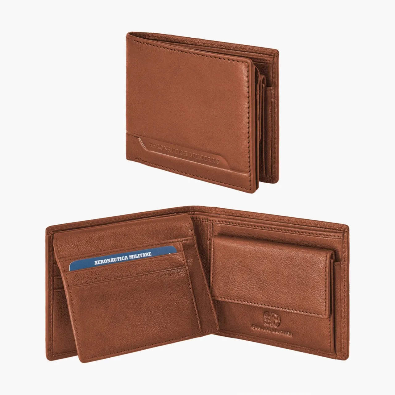 Air Force military wallet in leather in leather with Moon Am233-Cu line line