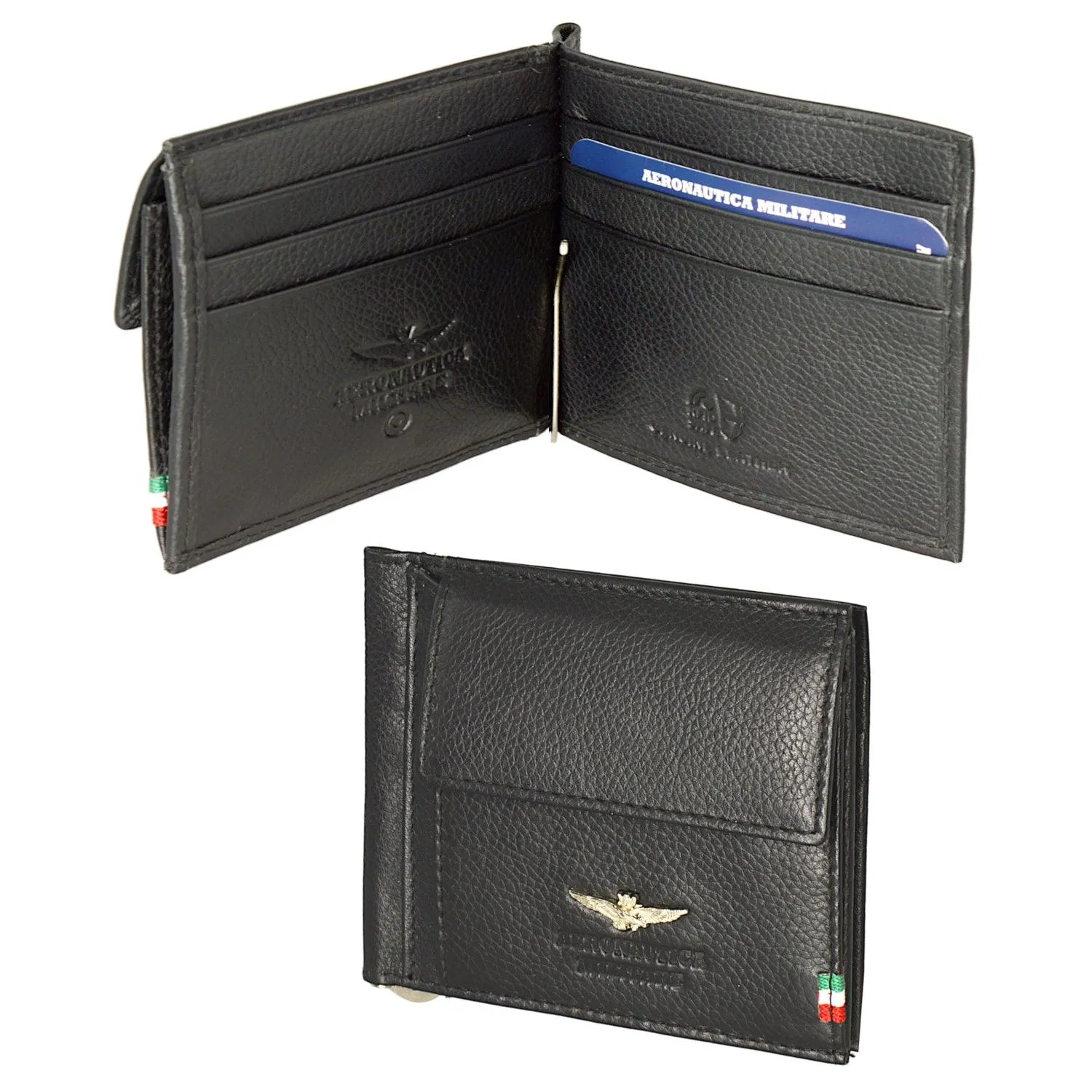 Air Force Military Wallet in Leather Wirlets With Film-Soldi Flag AM110-NE