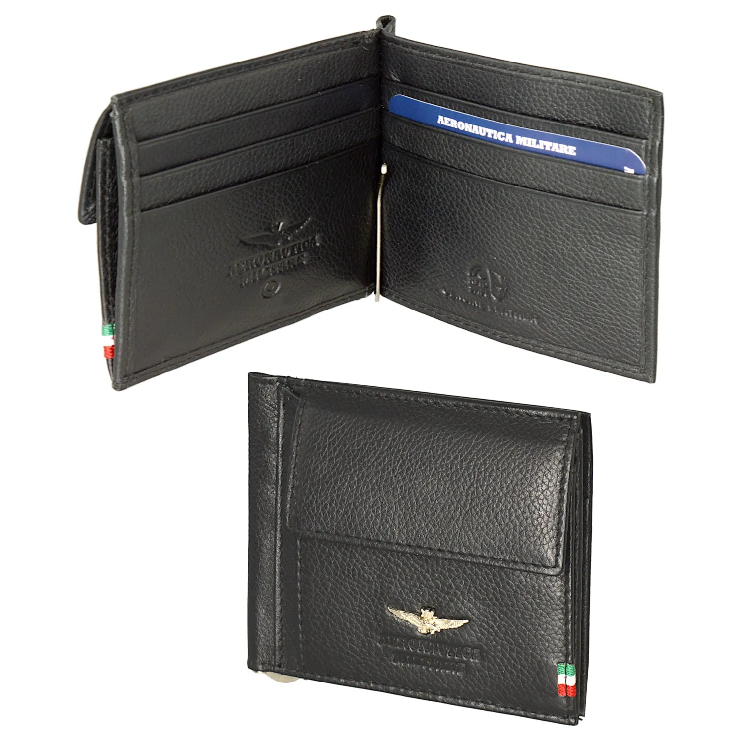 Air Force Military Wallet in Leather Wirlets With Film-Soldi Flag AM110-NE