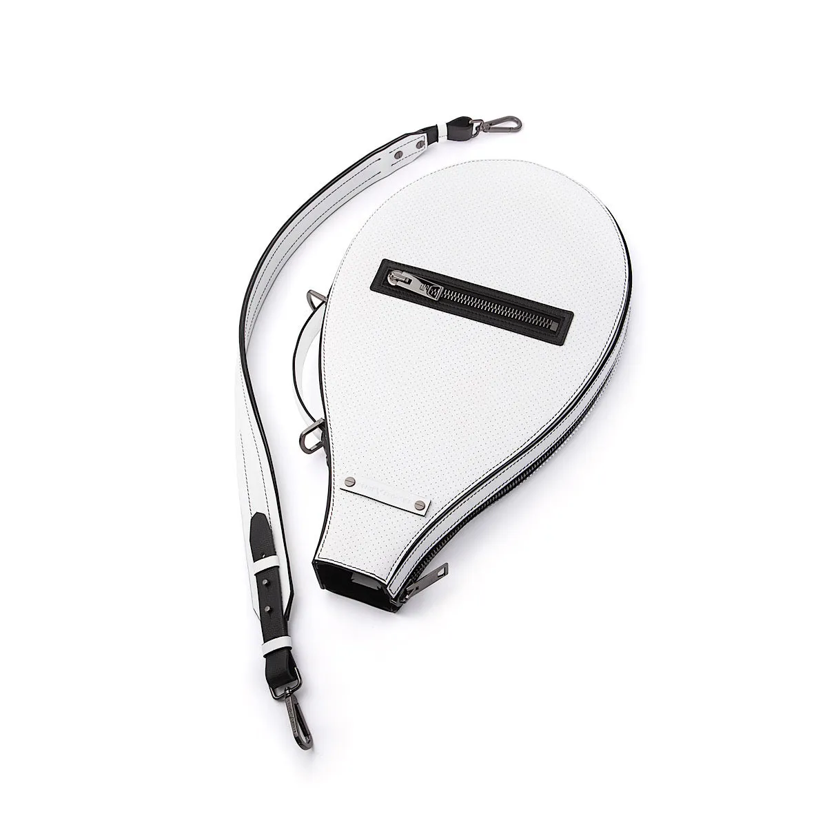 Billie Bag Leather Tennis Racket Bag (White/Black/Gunmetal)