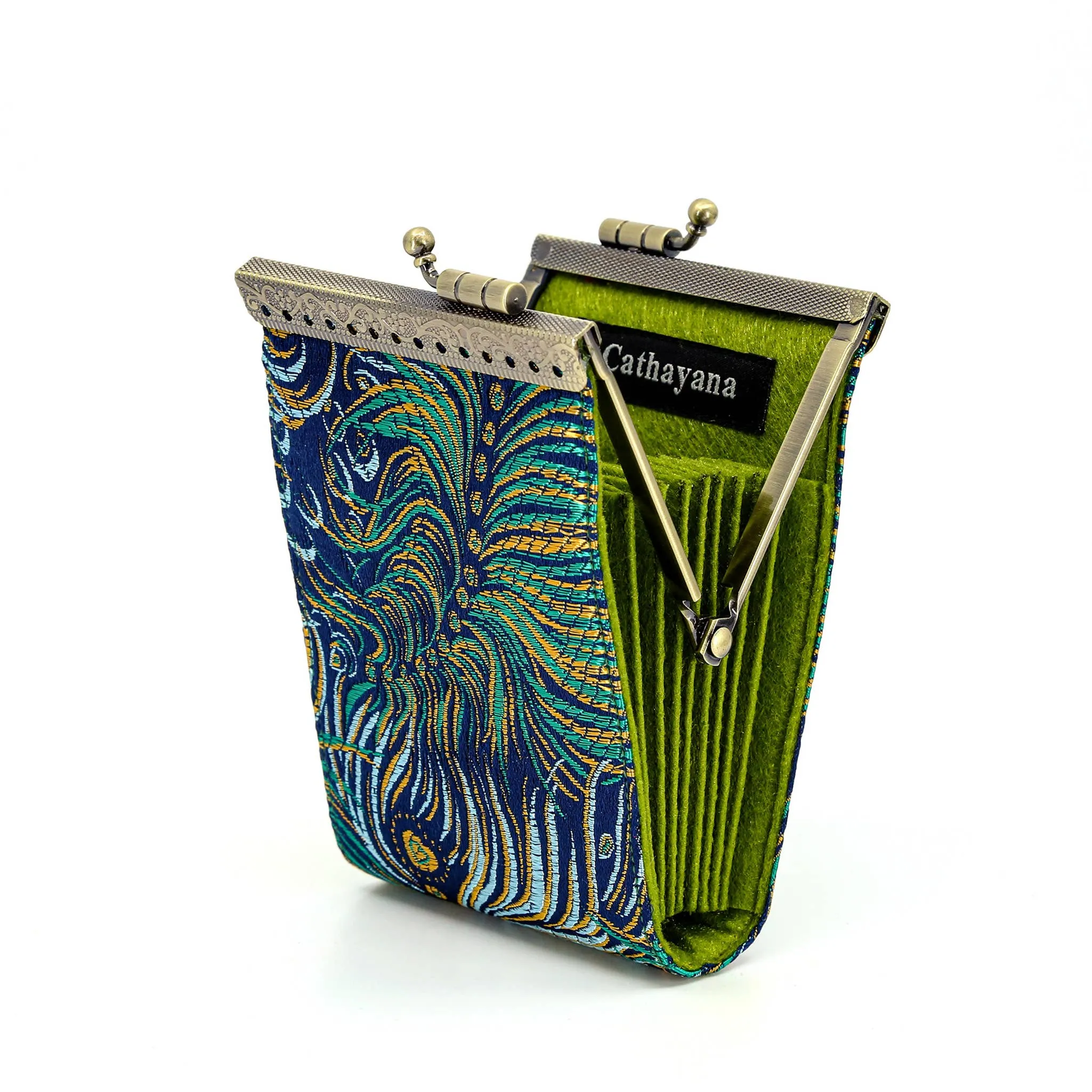 Blue/Gold Peacock Card Holder