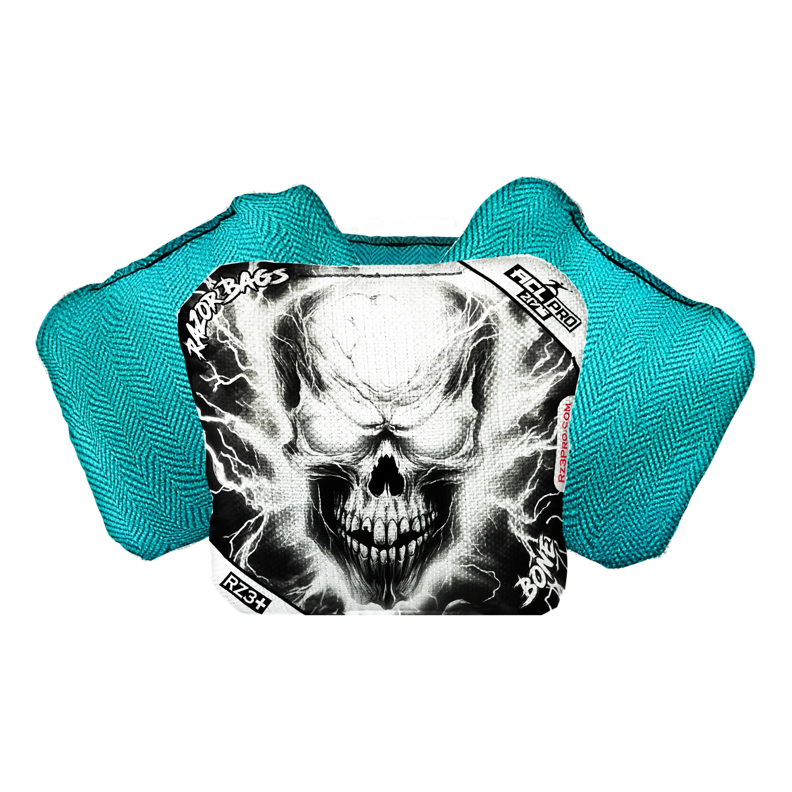 Bone | Skull Lighting Strike | ACL PRO Razor Cornhole Bags
