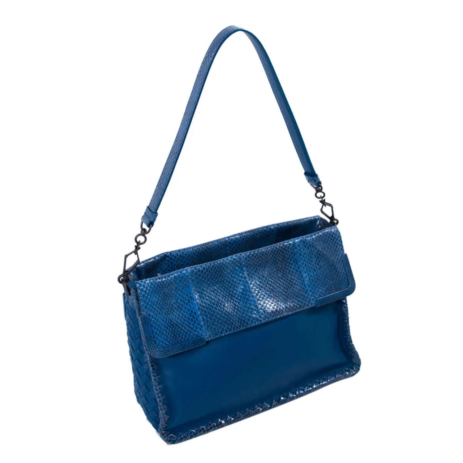 Bottega Veneta Intrecciato Trim Snakeskin Bag