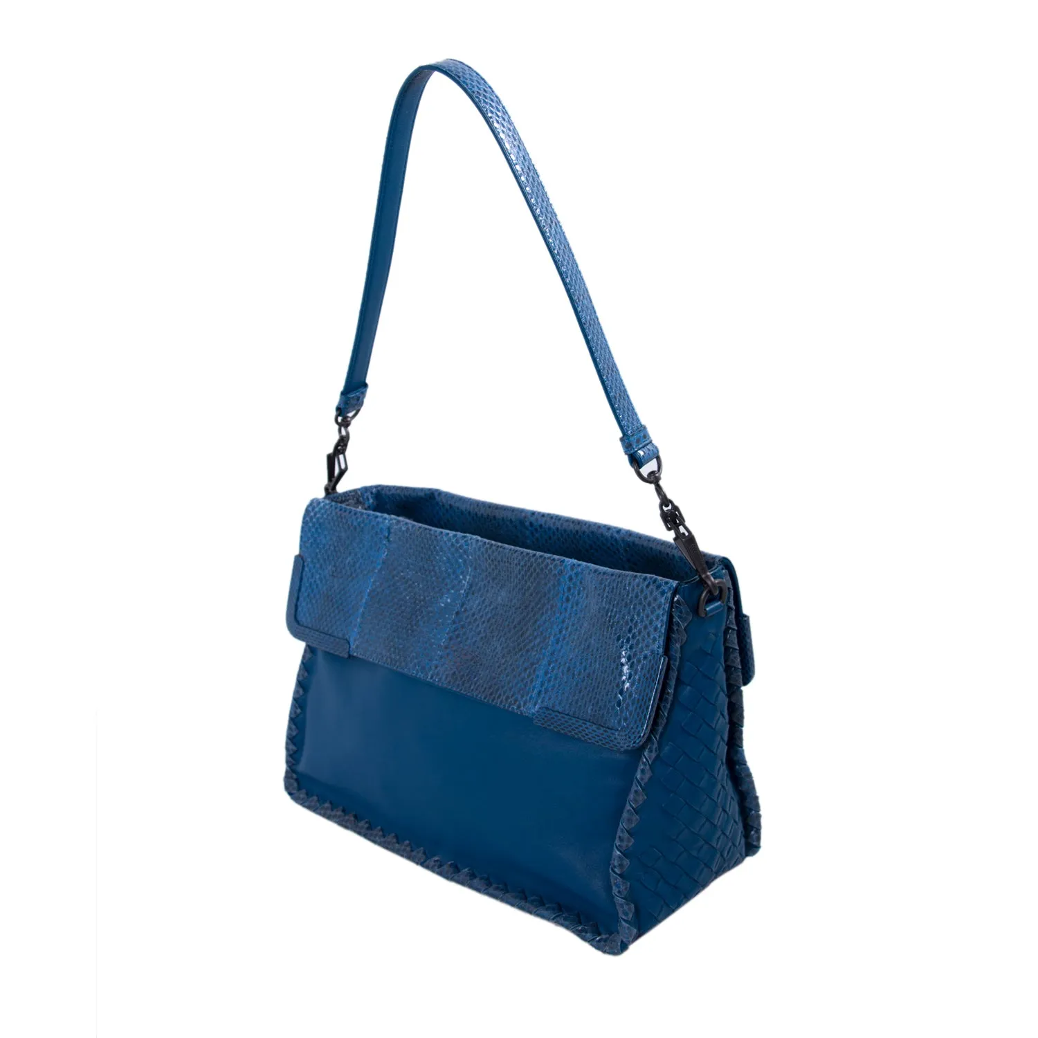 Bottega Veneta Intrecciato Trim Snakeskin Bag