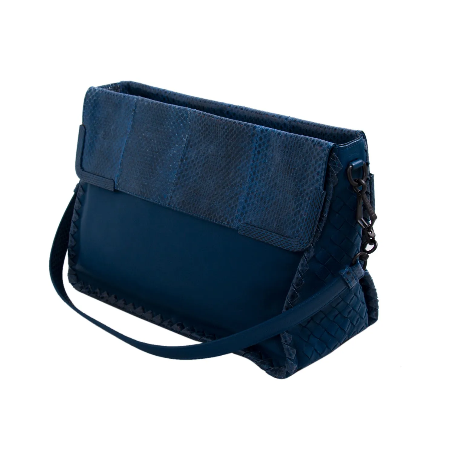 Bottega Veneta Intrecciato Trim Snakeskin Bag