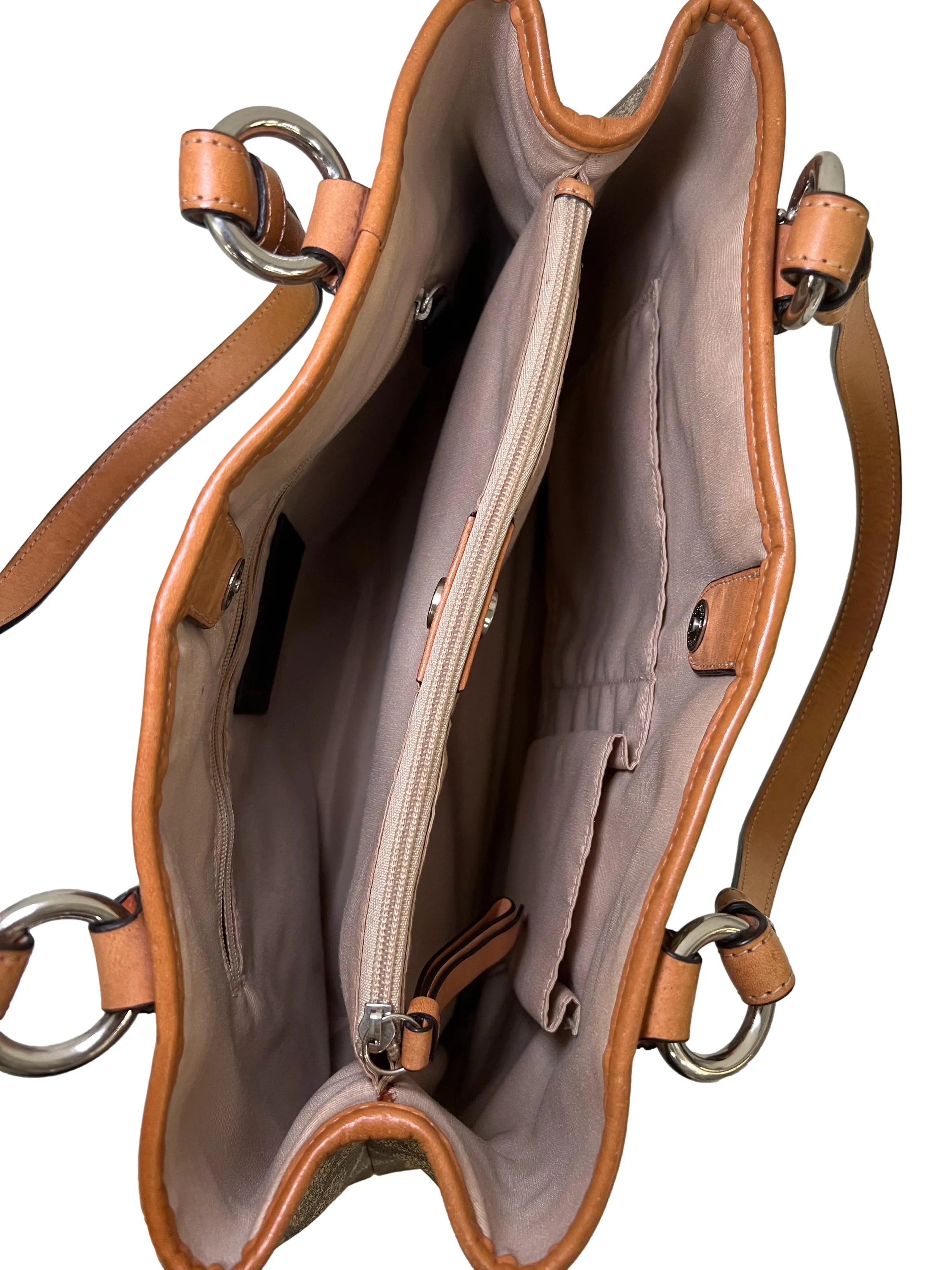 Brown Leather Brown Signature Coated Canvas Leather Trim Peyton Tote Bag