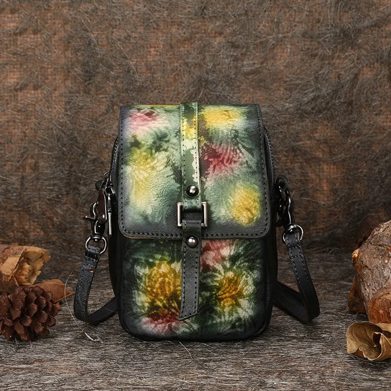 Brown Leather Womens VIntage Phone Shoulder Bag Small Side Bag Handmade Crossbody Purse for Ladies