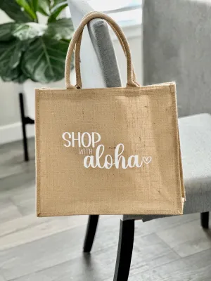 Burlap Tote - Shop with Aloha