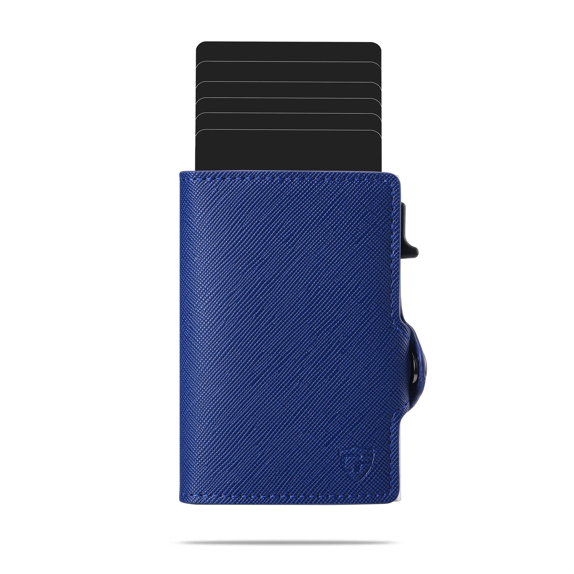 Card Blocr Credit Card Wallet for Women in Navy Blue Saffiano PU Leather | RFID Blocking