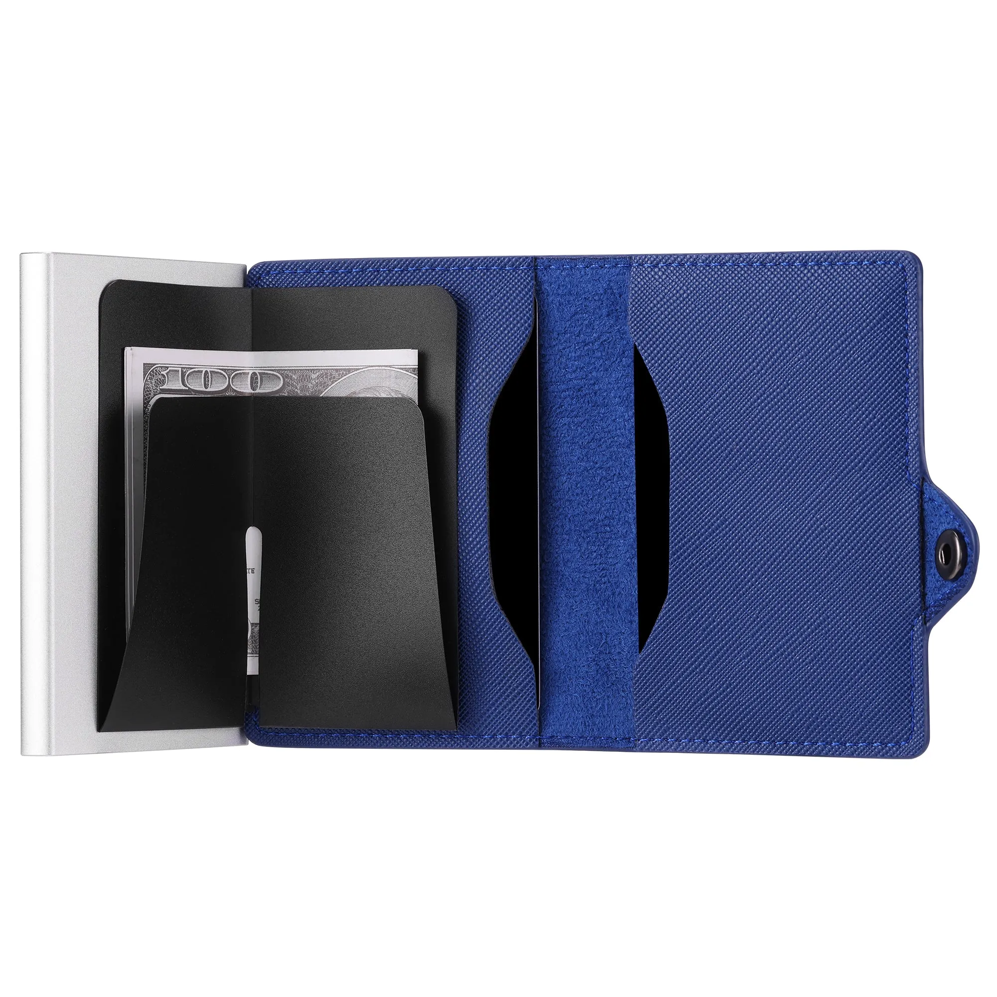 Card Blocr Credit Card Wallet for Women in Navy Blue Saffiano PU Leather | RFID Blocking
