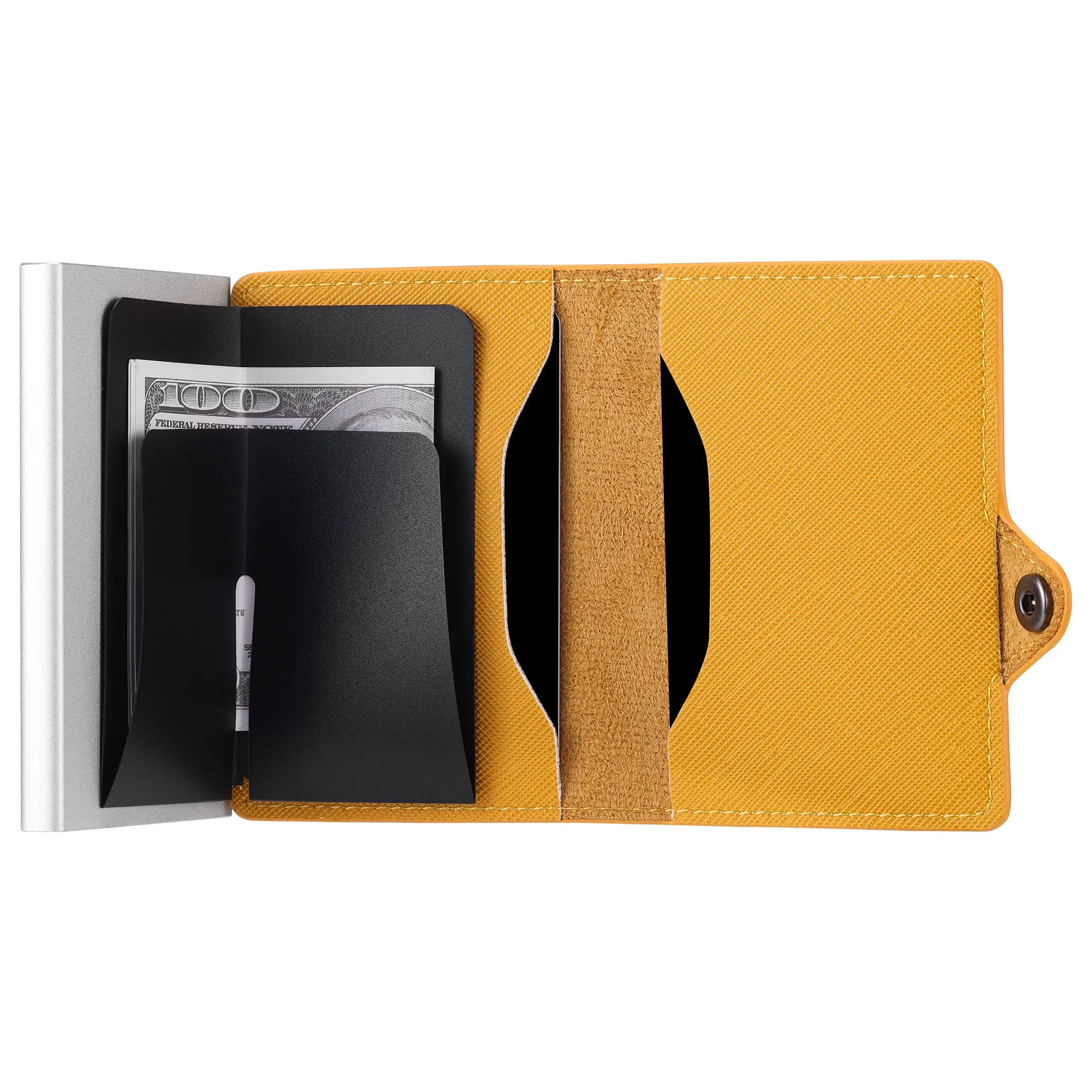 Card Blocr Credit Card Wallet for Women in Orange Saffiano PU Leather | RFID Blocking