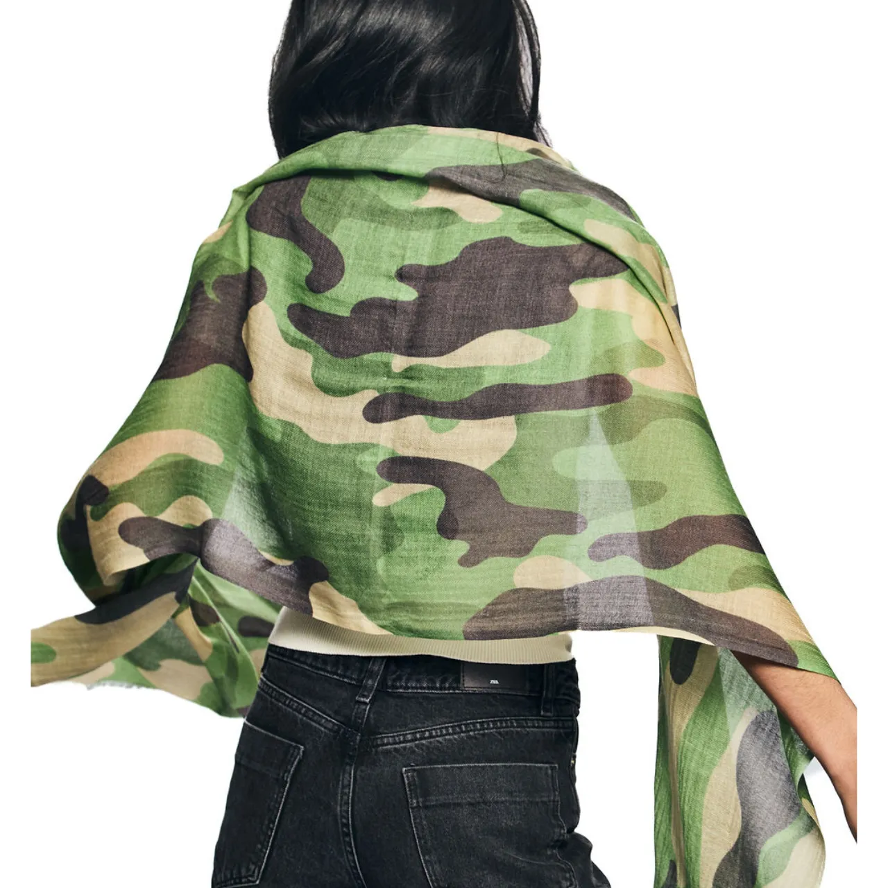 Cashmere Camouflage Shawl - Green