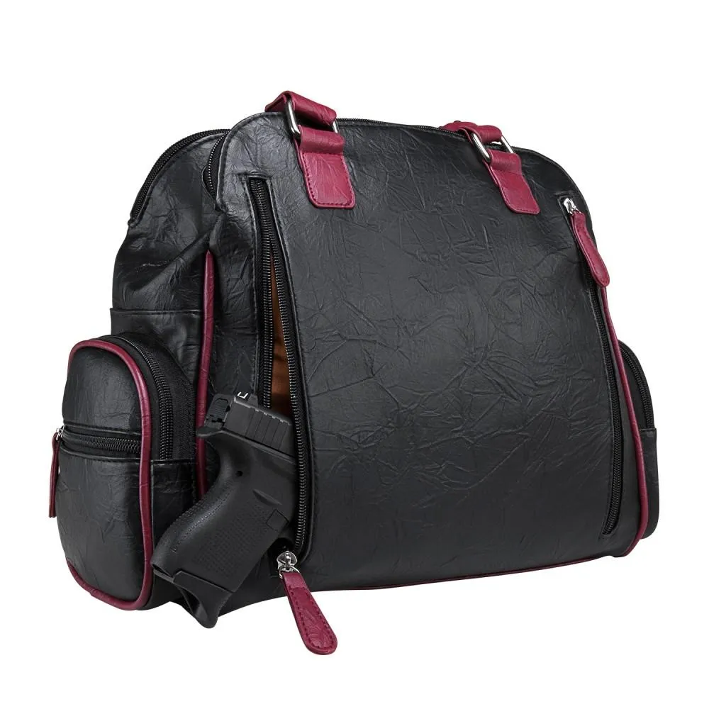 CCW Braided Shoulder Bag - Black w/BurGundy Trim