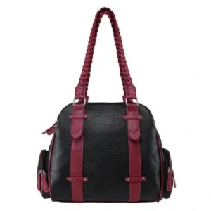CCW Braided Shoulder Bag - Black w/BurGundy Trim