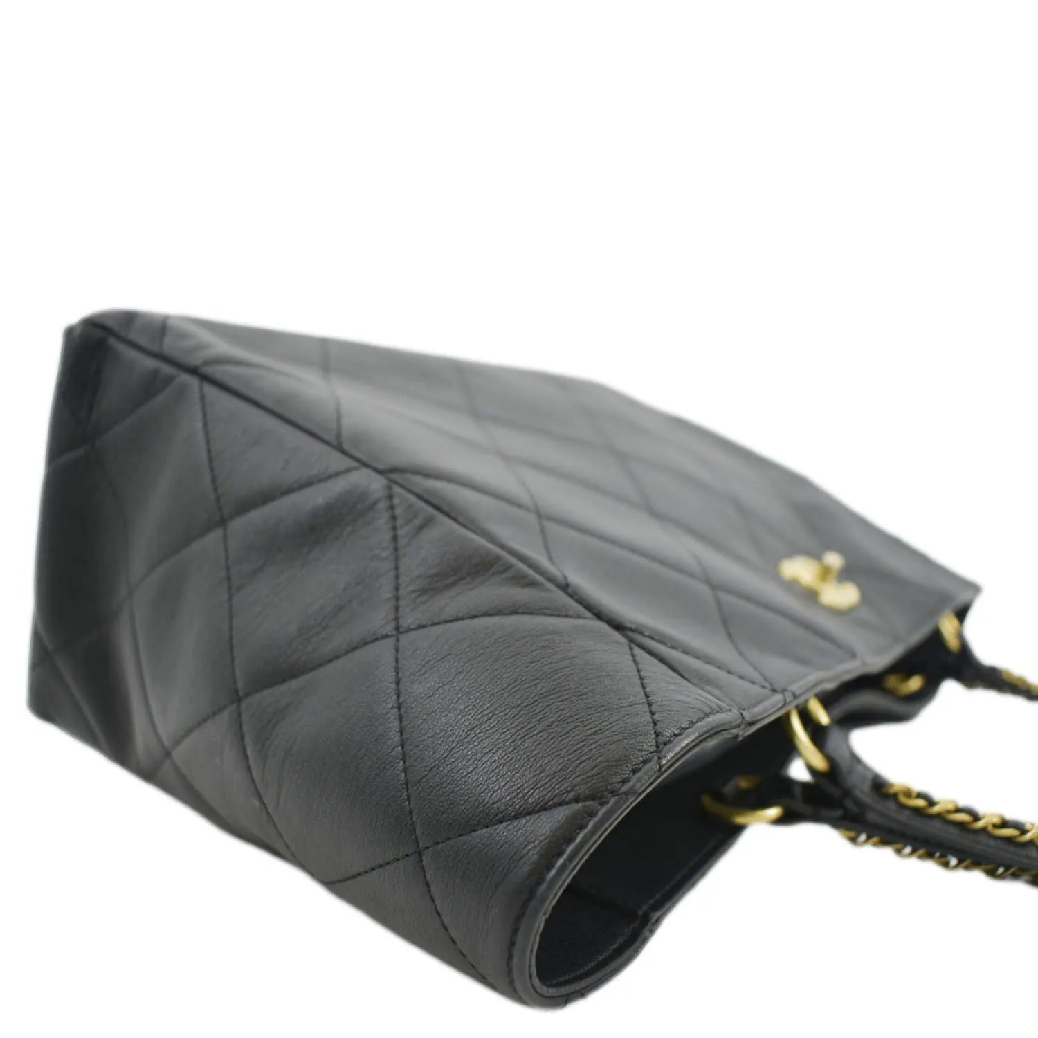 CHANEL Shopping Quilted Leather Tote Bag Black