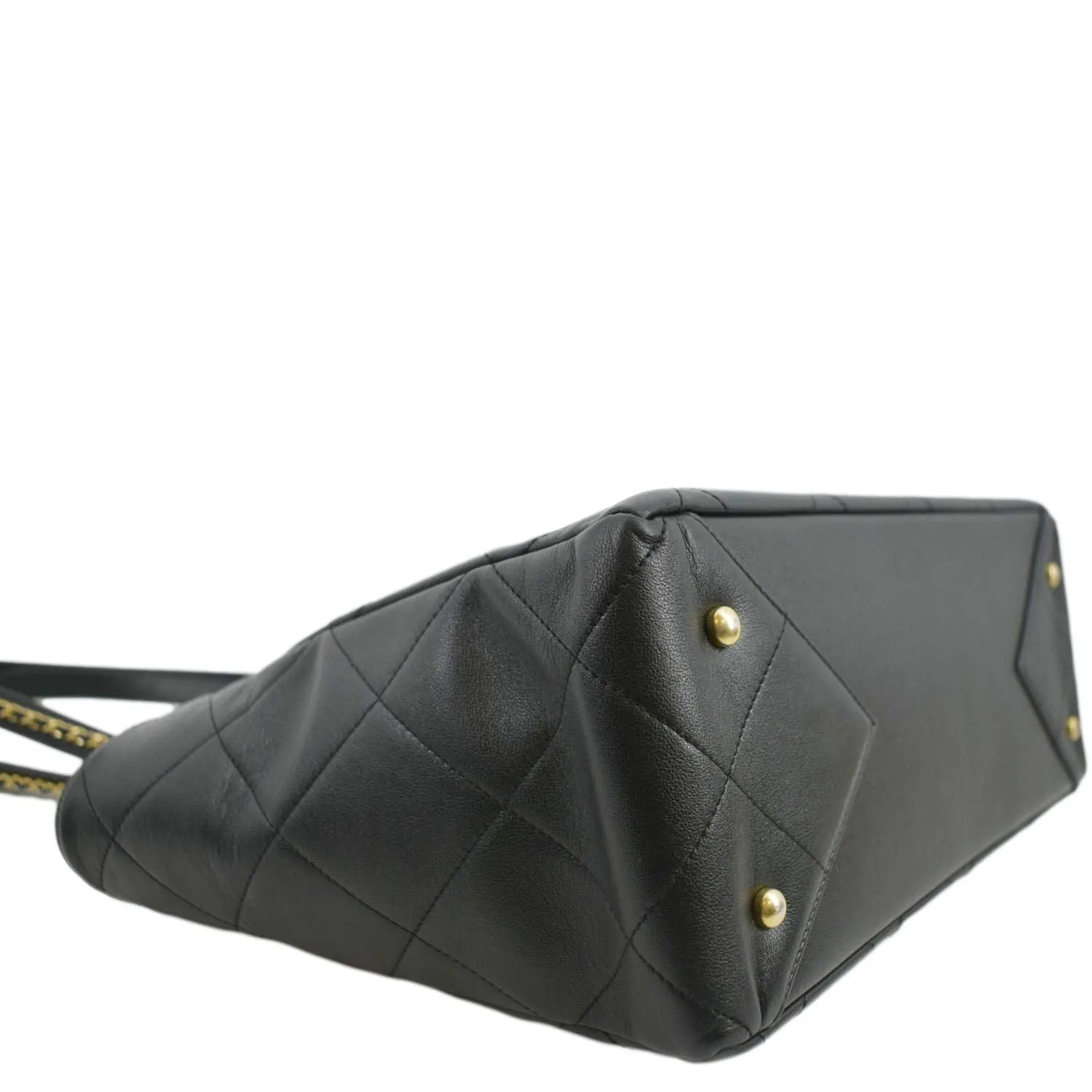 CHANEL Shopping Quilted Leather Tote Bag Black