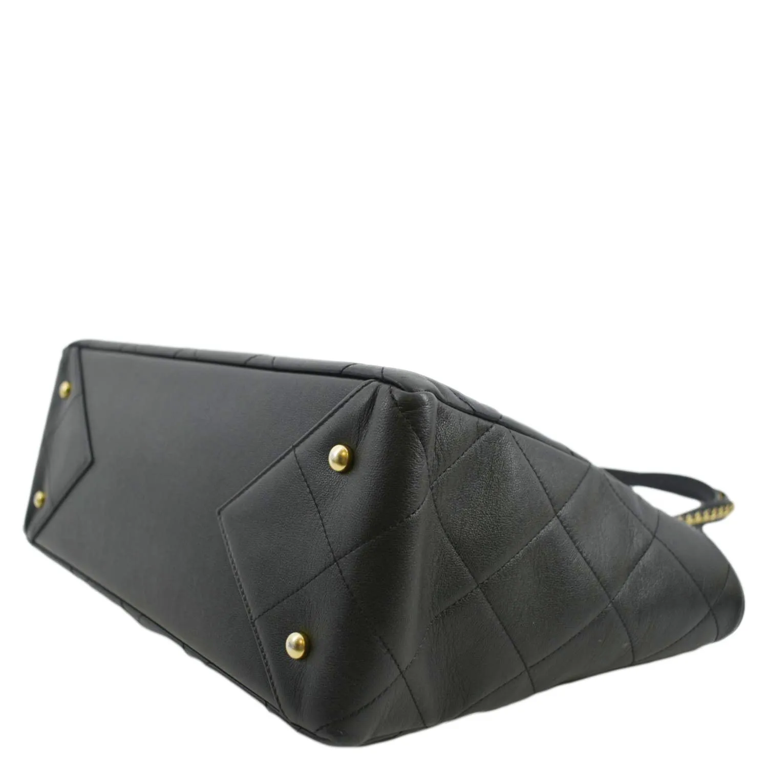 CHANEL Shopping Quilted Leather Tote Bag Black