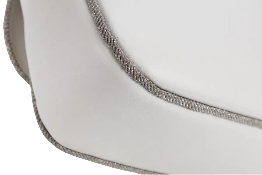 CHANEL WHITE QUILTED LEATHER GLITTER TRIM EDGE SHOULDER BAG SILVER CHAIN 2718xxxx WITH CARD, DUST COVER AND BOX