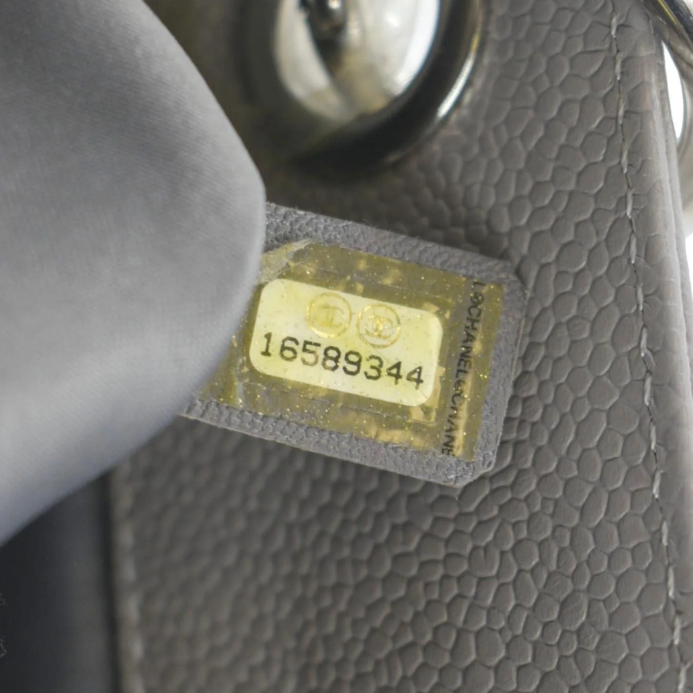CHANEL XL Quilted Caviar Leather Shopping Tote Bag Gray