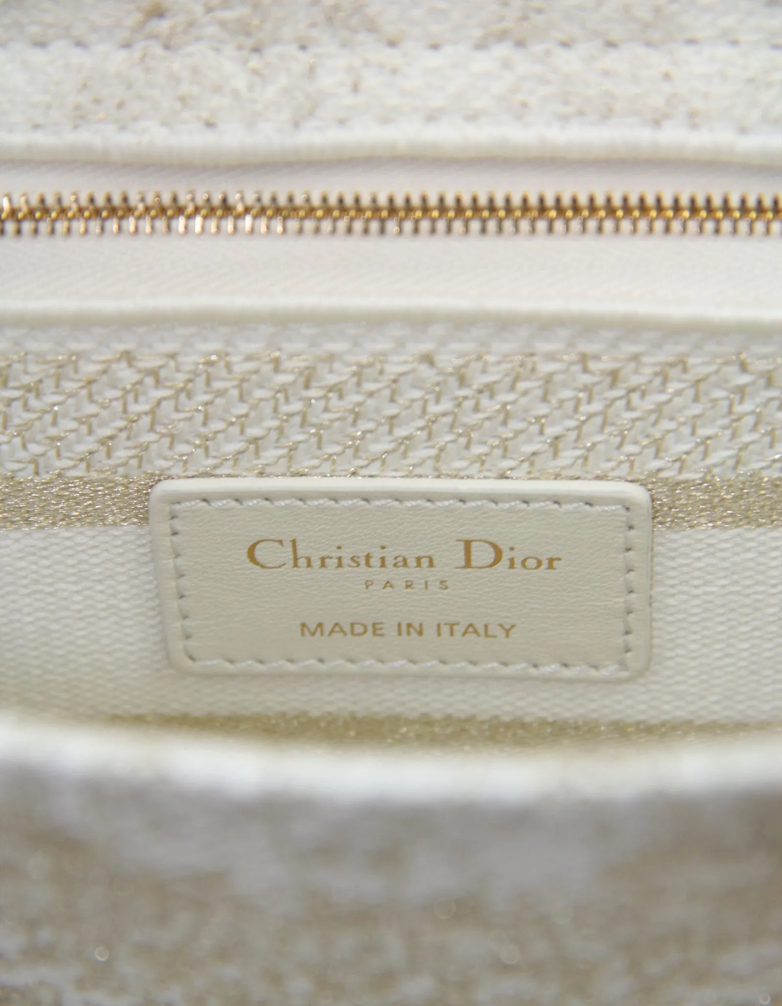 Christian Dior 2023 White/Gold Embroidered Canvas Medium Lady Dior