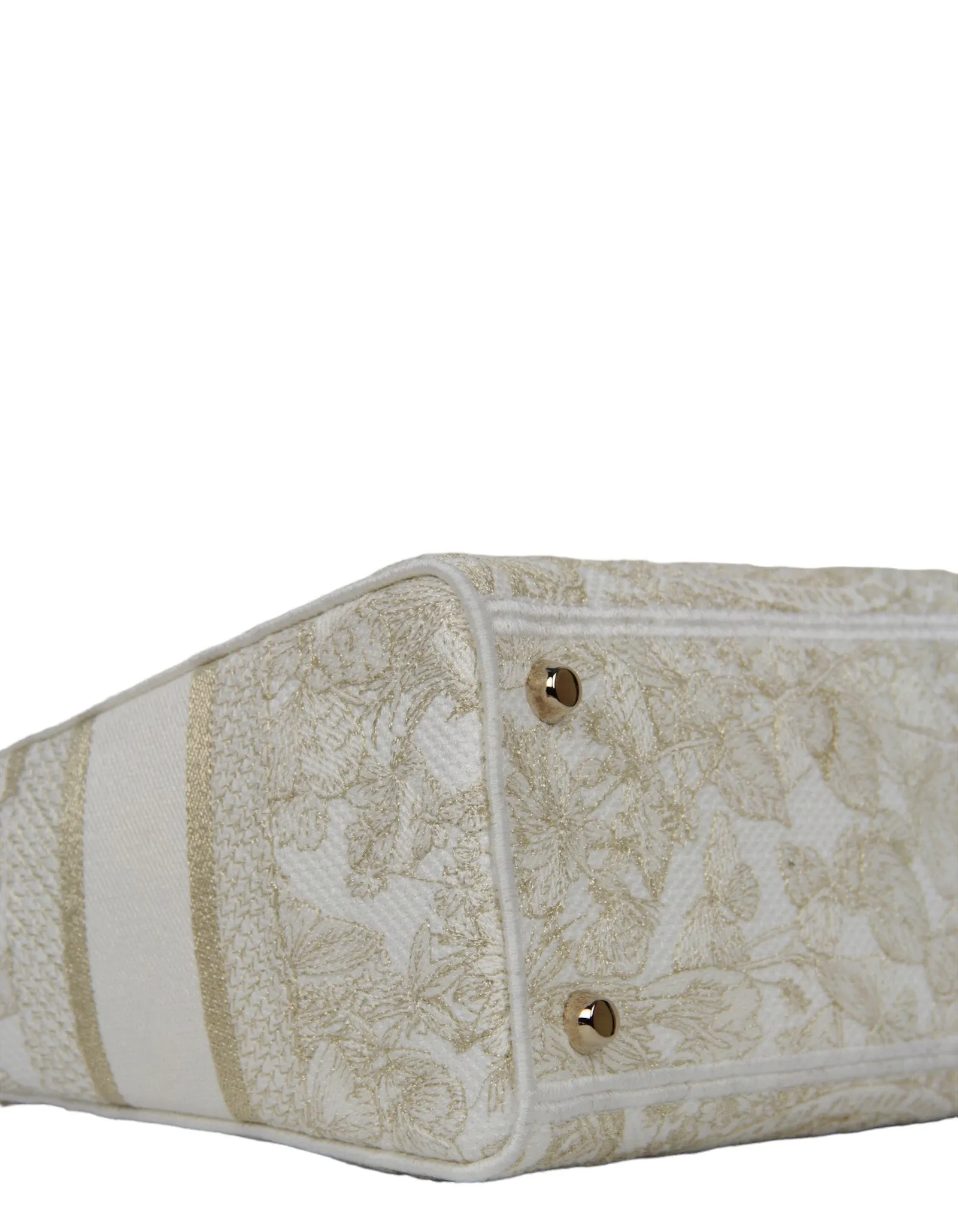 Christian Dior 2023 White/Gold Embroidered Canvas Medium Lady Dior