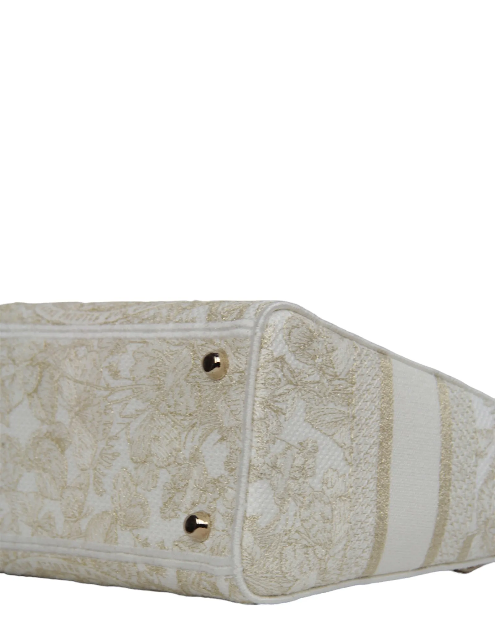 Christian Dior 2023 White/Gold Embroidered Canvas Medium Lady Dior