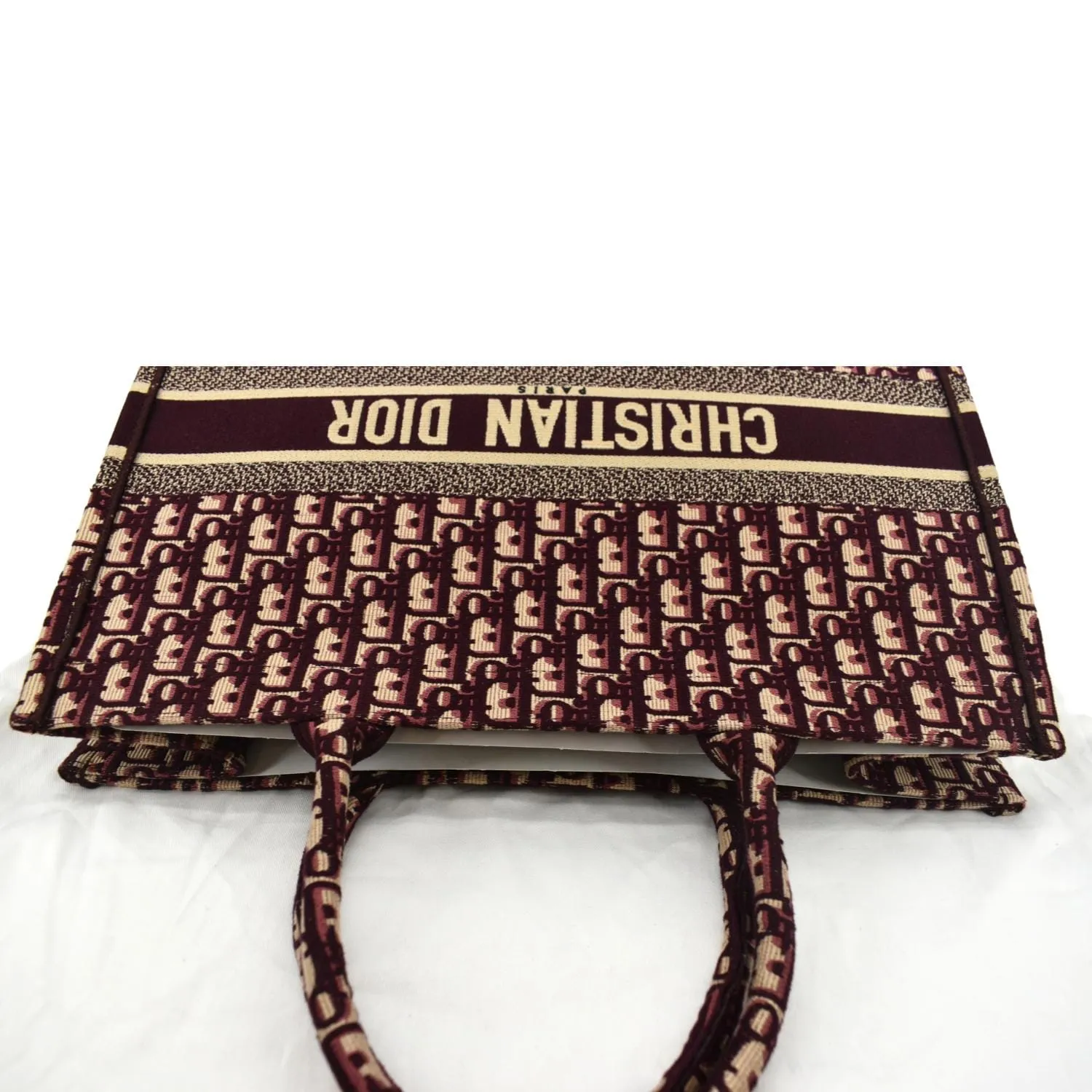 CHRISTIAN DIOR Book Oblique Embroidered Canvas Tote Bag Burgundy - Hot Deals