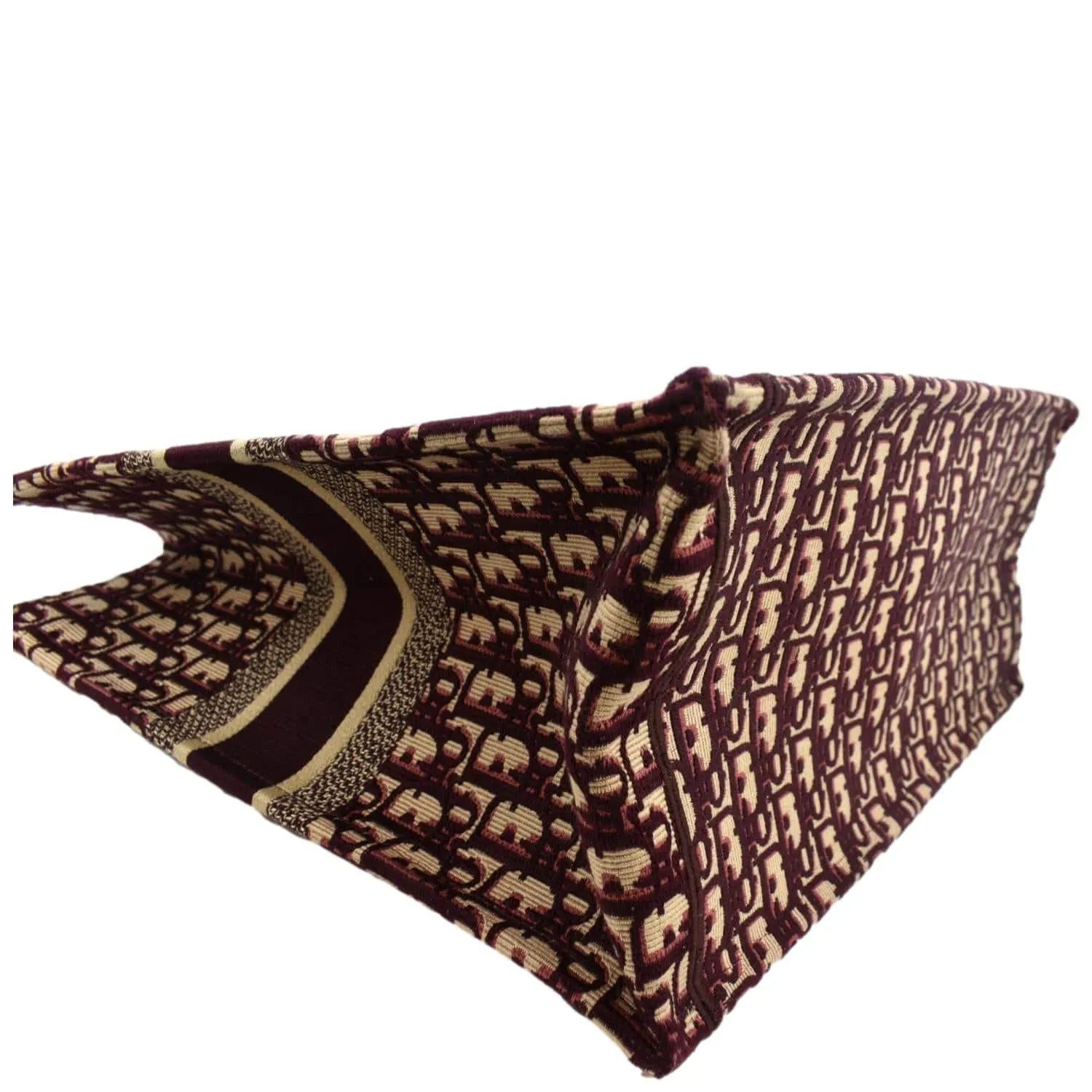 CHRISTIAN DIOR Book Oblique Embroidered Canvas Tote Bag Burgundy - Hot Deals