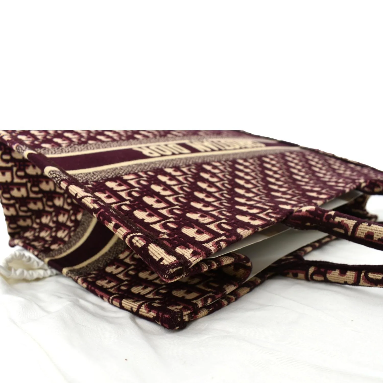 CHRISTIAN DIOR Book Oblique Embroidered Canvas Tote Bag Burgundy - Hot Deals
