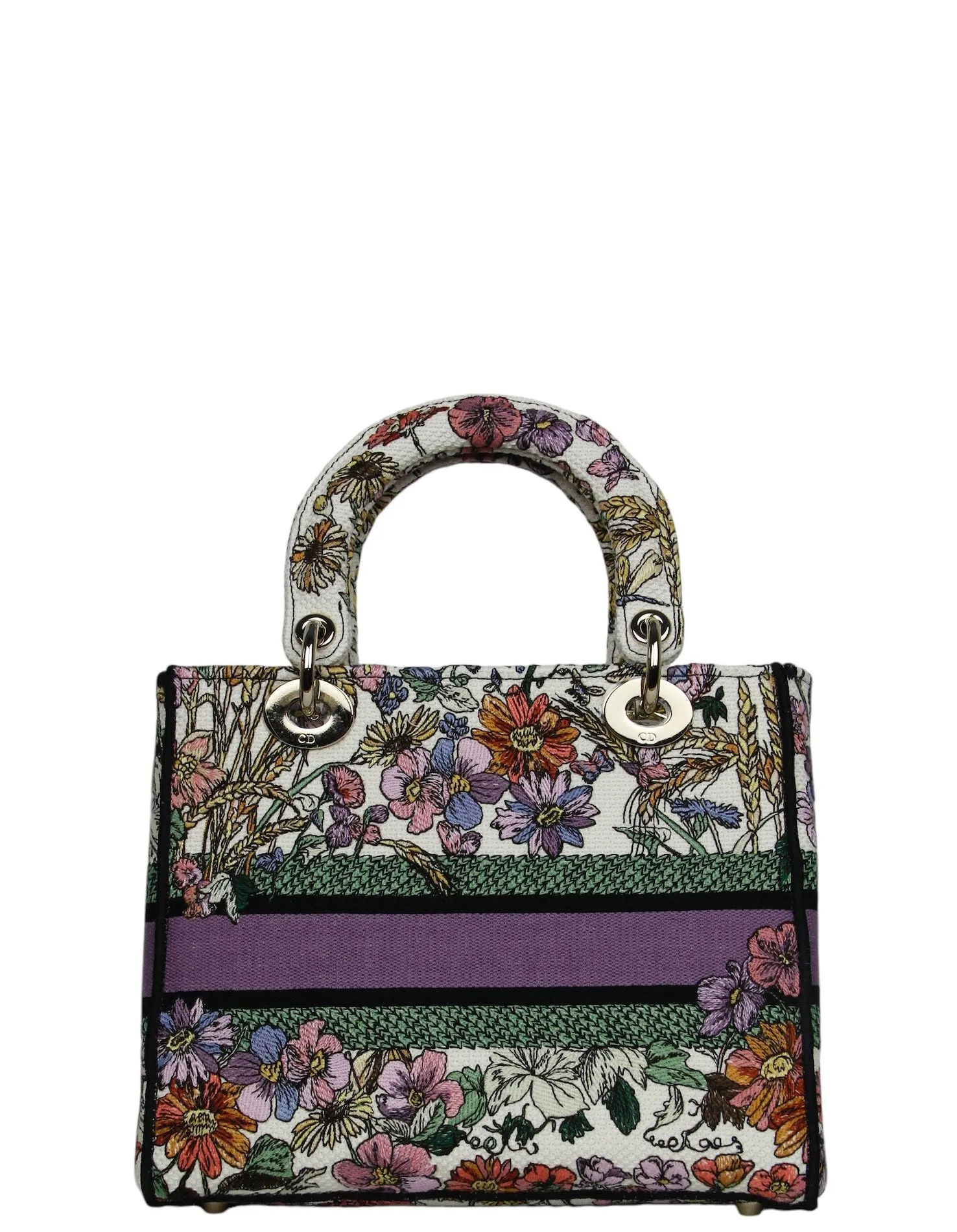 Christian Dior Floral Embroidered Canvas Medium Lady D-Lite