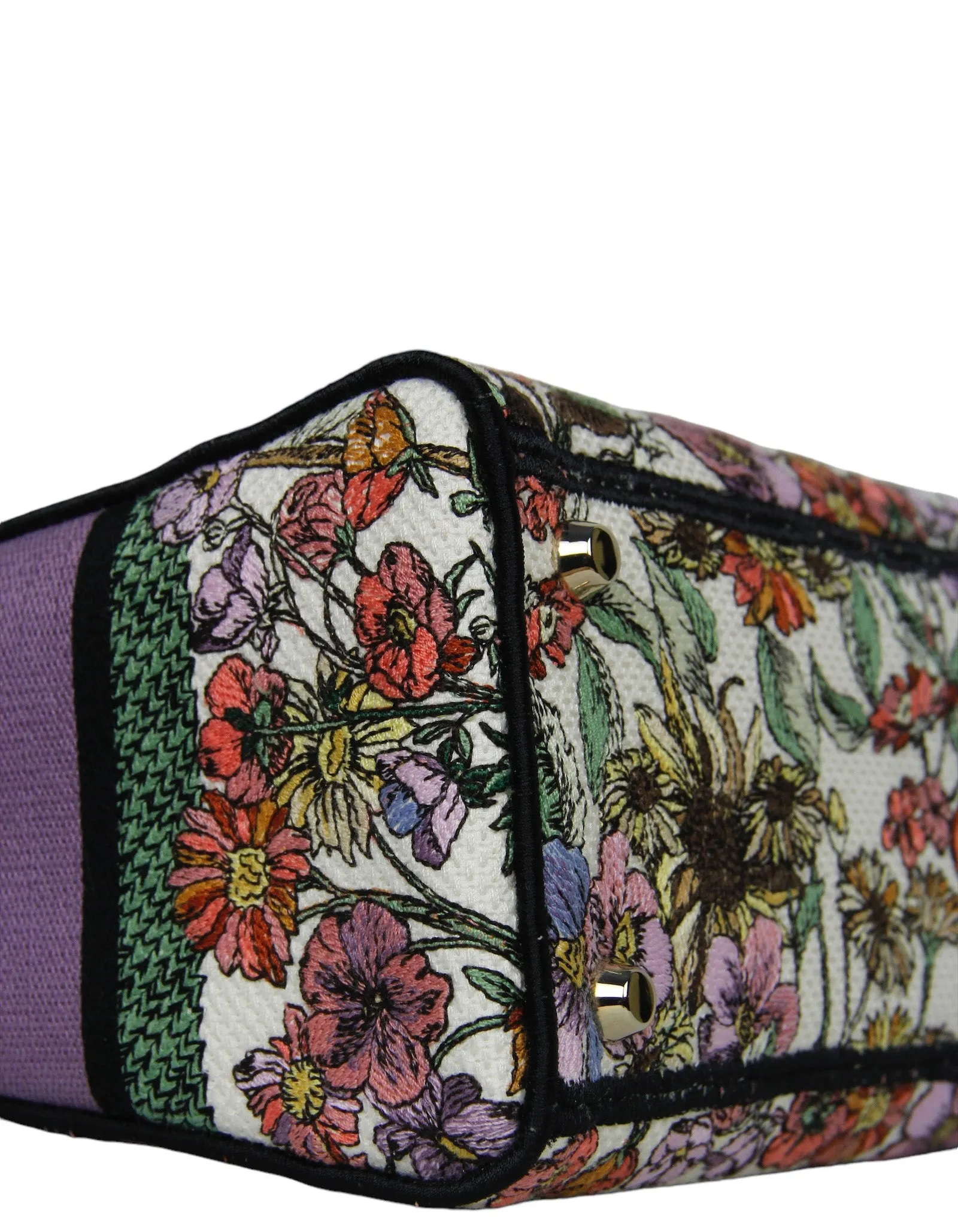 Christian Dior Floral Embroidered Canvas Medium Lady D-Lite