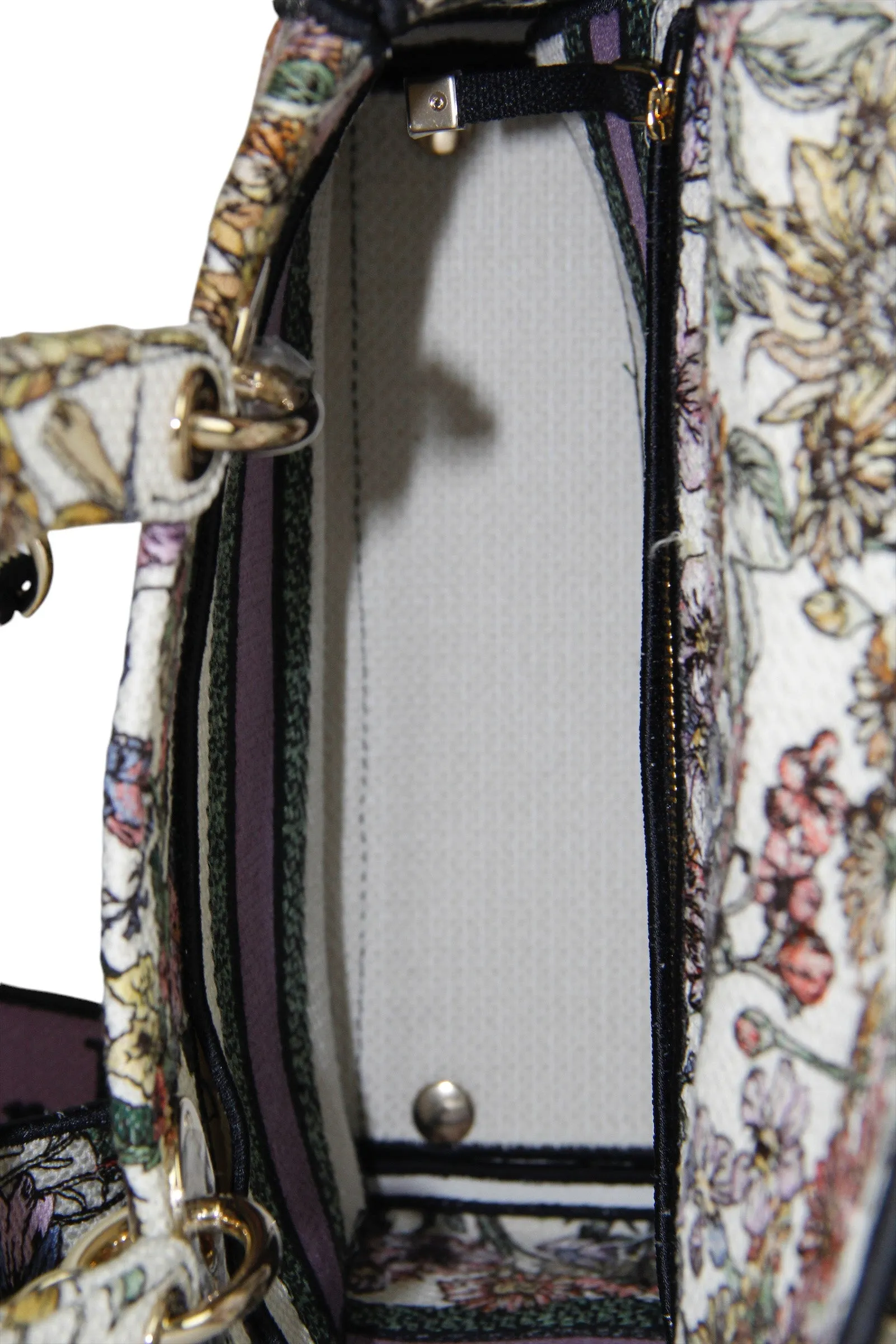 Christian Dior Floral Embroidered Canvas Medium Lady D-Lite