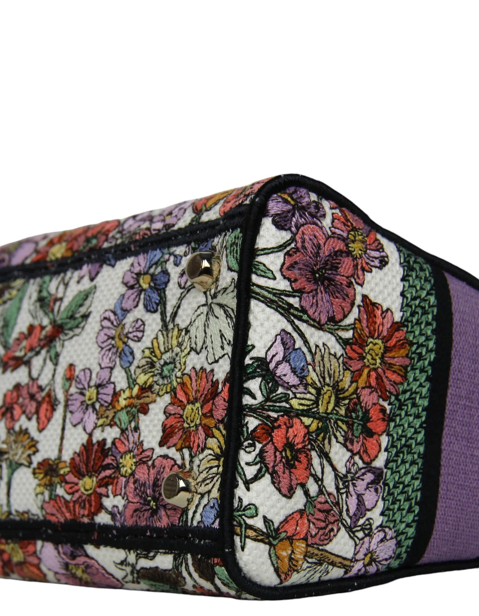 Christian Dior Floral Embroidered Canvas Medium Lady D-Lite