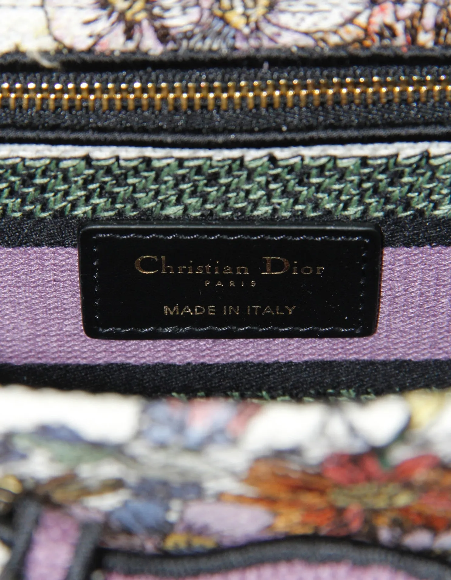 Christian Dior Floral Embroidered Canvas Medium Lady D-Lite