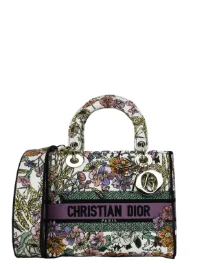 Christian Dior Floral Embroidered Canvas Medium Lady D-Lite