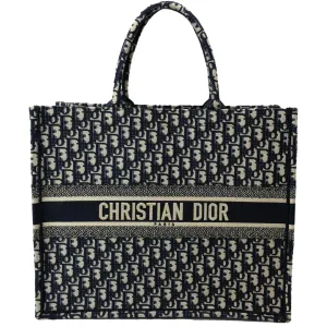 CHRISTIAN DIOR Large Book Oblique Embroidered Canvas Tote Bag Multicolor  - Hot Deals