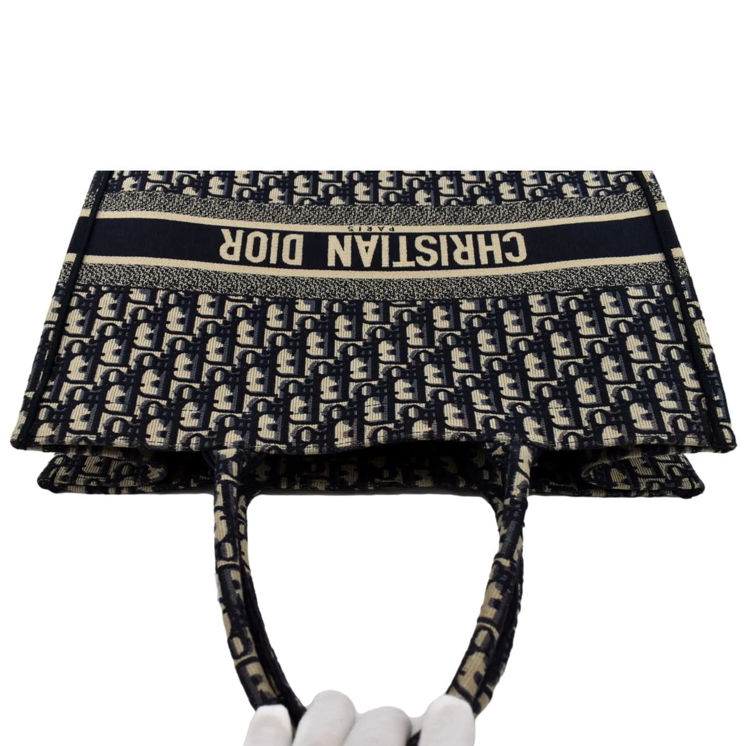 CHRISTIAN DIOR Large Book Oblique Embroidered Canvas Tote Bag Multicolor