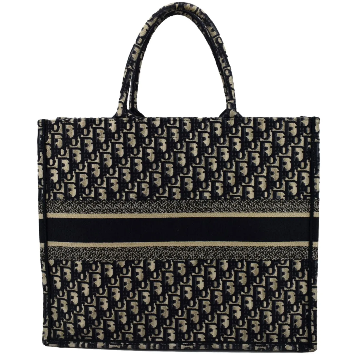 CHRISTIAN DIOR Large Book Oblique Embroidered Canvas Tote Bag Multicolor