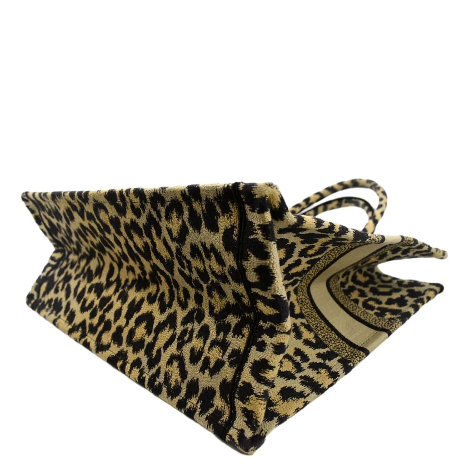 CHRISTIAN DIOR Leopard Large Book Mizza Embroidered Tote Bag Beige